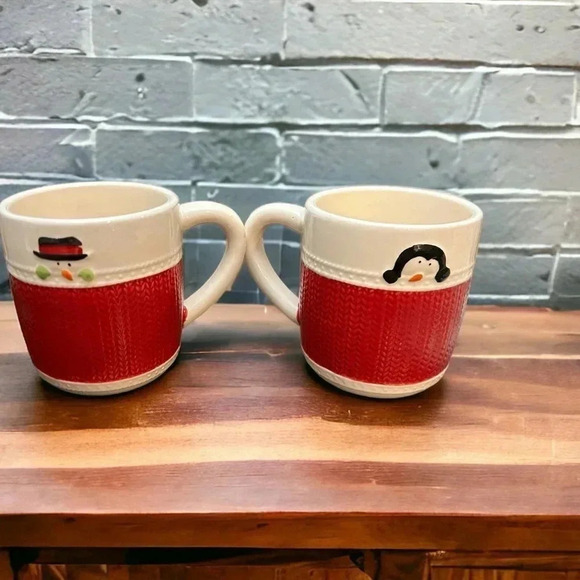 2-12 ounce Snowman & Penguin Scarf Mugs - Picture 2 of 6